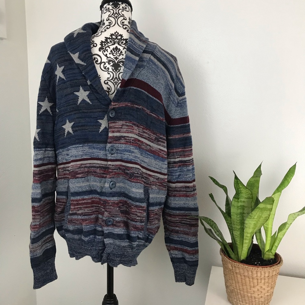 American Rag men’s  American Flag cardigan